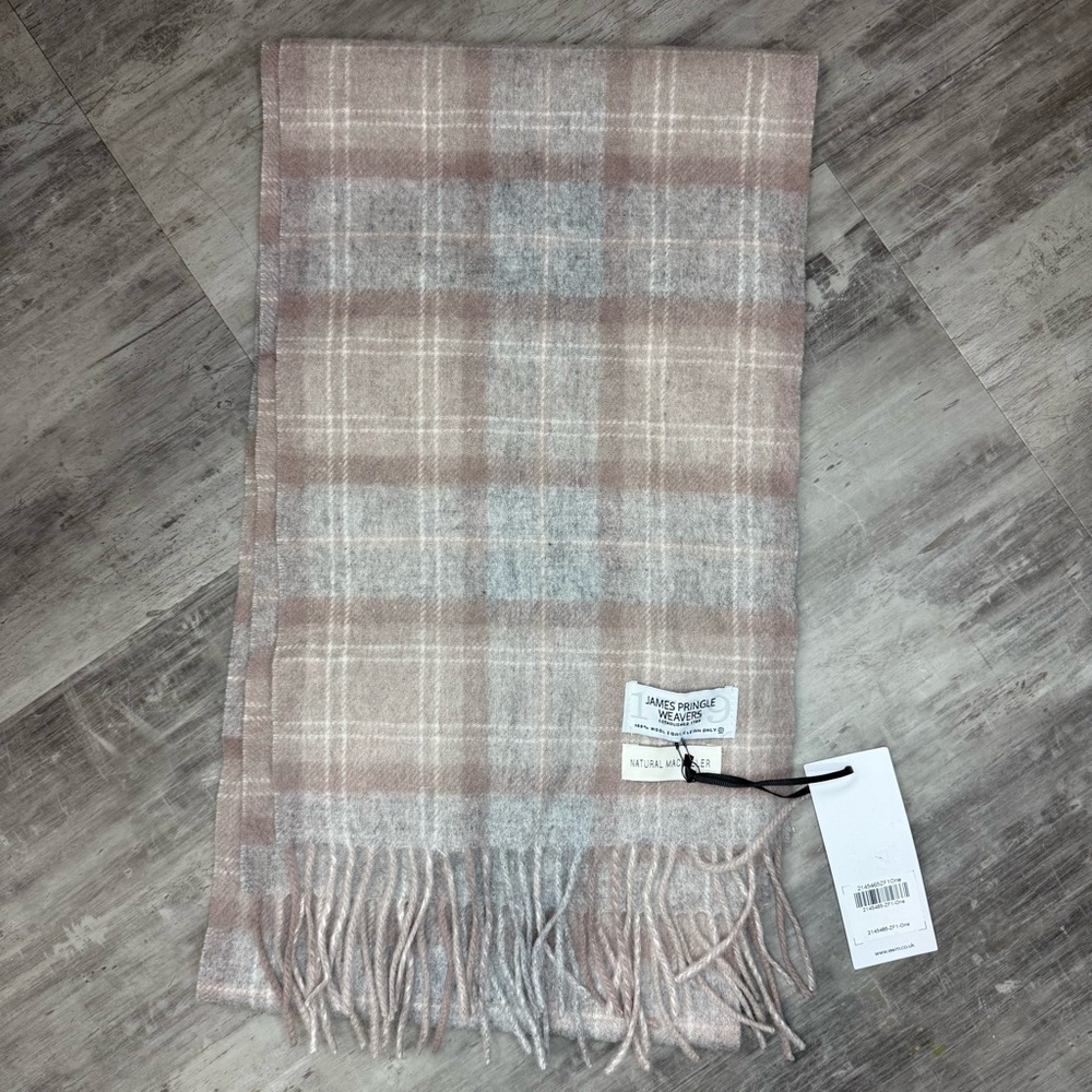 Pringle‎ Soft Pink and Gray Plaid Scarf